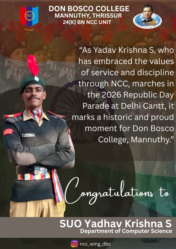 Celebrating Excellence: NCC Cadet Yadhav Krishna S Makes the College Proud